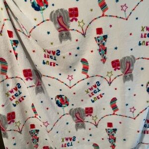 Colorful plush throw with cats and Christmas theme